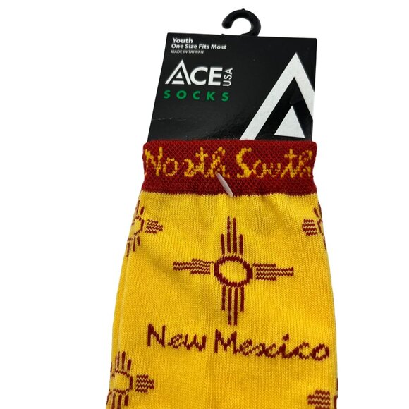 Ace USA Youth New Mexico Socks One Size Fits Most Yellow & Red 8c - Picture 3 of 3
